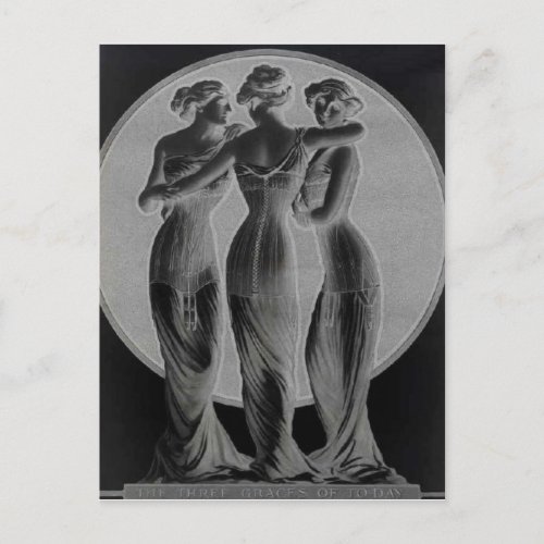 Vintage corsets Three graces Black Postcard