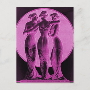 Vintage corsets, Three graces pink Postcard