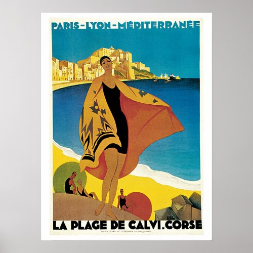 Vintage Corsica by Train Travel Ad Poster