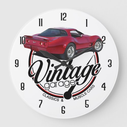 Vintage Corvette Garage Large Clock