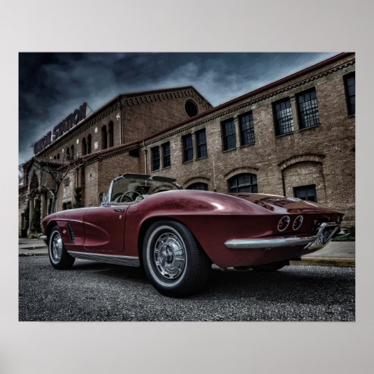 Vintage corvette muscle car poster | Zazzle.com