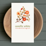 Vintage Cosmetology Orange Red Flowers Floral Business Card at Zazzle