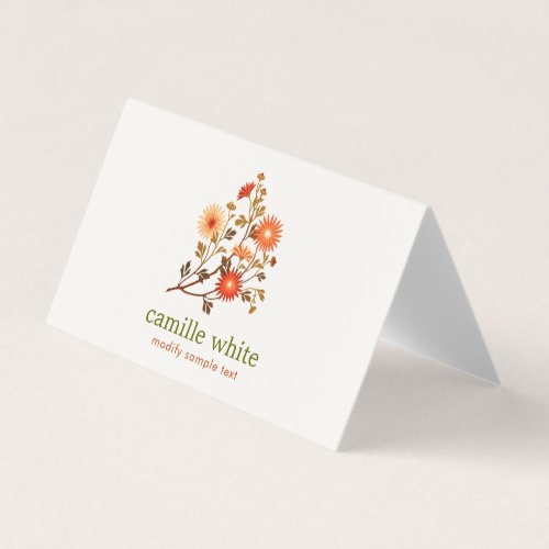 Vintage Cosmetology Orange Red Flowers Floral Business Card