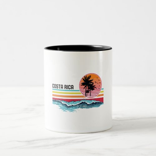 Vintage Costa Rica Beach Sunset Surfing Retro Surf Two_Tone Coffee Mug