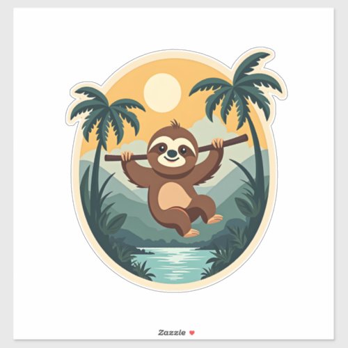 Vintage Costa Rica Sloth Tropical Travel Shirt 2 Sticker