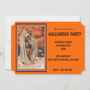Vintage Costume and Pumpkins Halloween Invitation