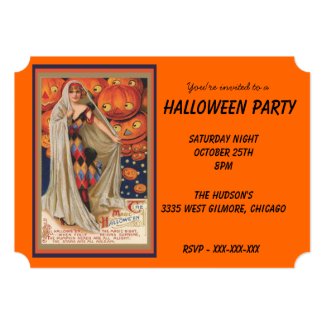 Vintage Costume and Pumpkins Halloween Invitation
