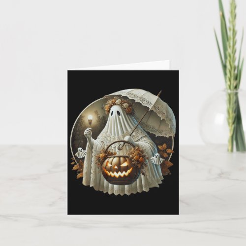 Vintage Costume Gothic Ghost Spooky Floral Ghost H Card