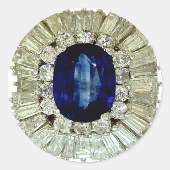 Vintage Costume Jewelry Rhinestones Diamonds Classic Round Sticker by PrintTiques at Zazzle