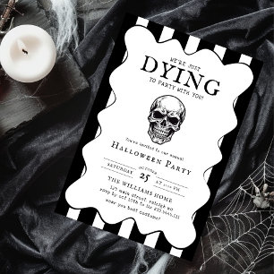 Vintage Costumes Cocktails Skull Halloween Party Invitation
