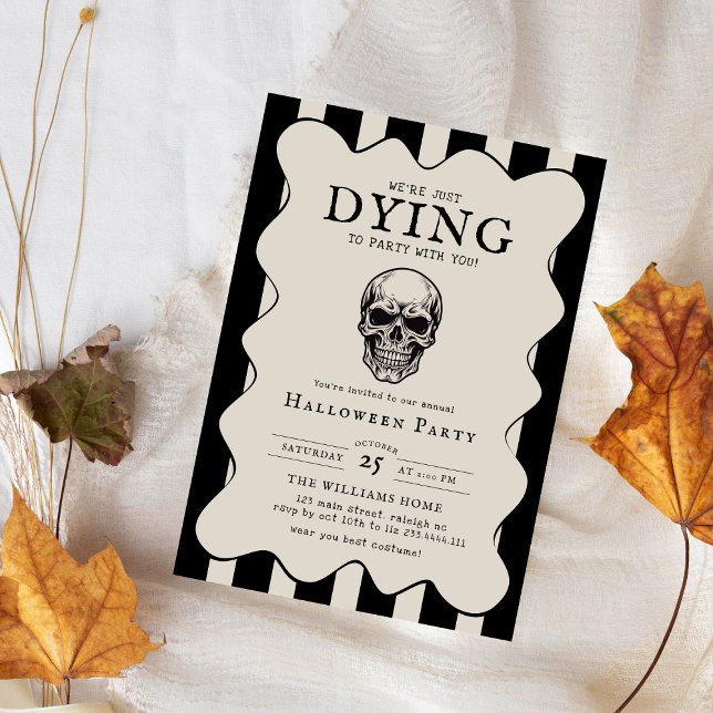 Vintage Costumes Cocktails Skull  Halloween Party Invitation (Creator Uploaded)