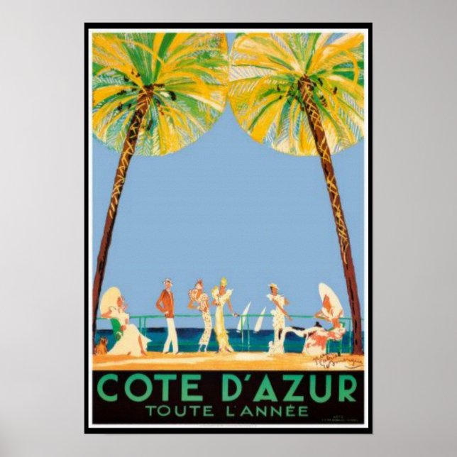 Vintage Cote D’Azur Travel Poster (Front)