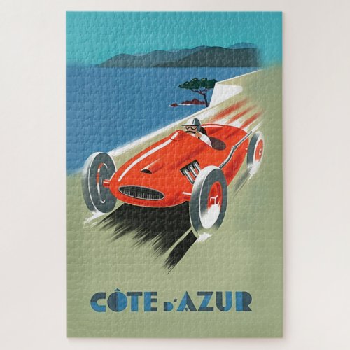 Vintage Cote DAzur Automobile Racing Illustration Jigsaw Puzzle