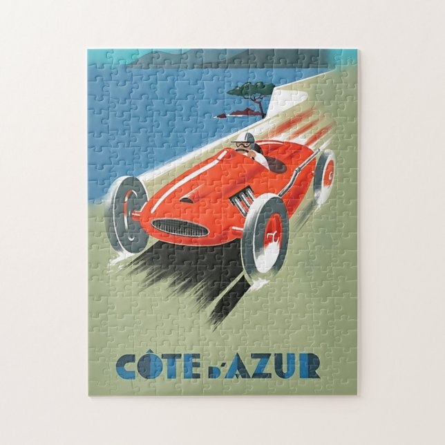 Vintage Cote D'Azur Automobile Racing Illustration Jigsaw Puzzle (Vertical)
