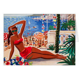 Vintage Cote D'Azur Beach Girl