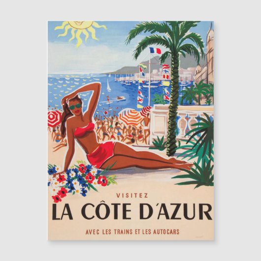 Vintage Cote D'Azur Beach Girl (Front)