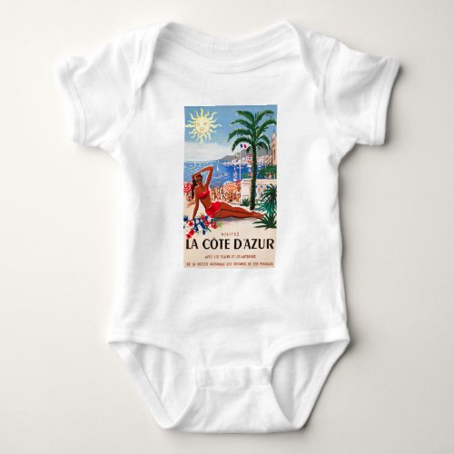 Vintage Cote DAzur Beach Girl Baby Bodysuit