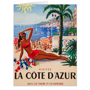 Vintage Cote D'Azur Beach Girl Cards