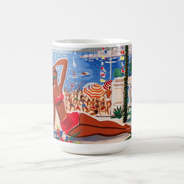 Vintage Cote D'Azur Beach Girl Coffee Mug (Center)