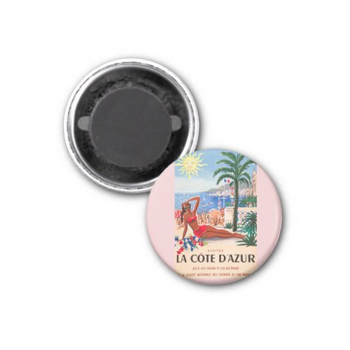 Vintage Cote DAzur Beach Girl Magnet