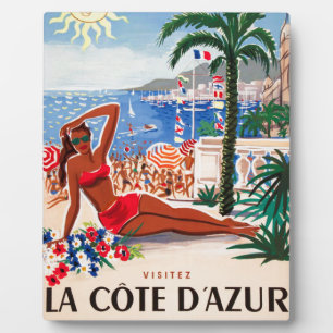 Vintage Cote D'Azur Beach Girl Plaque