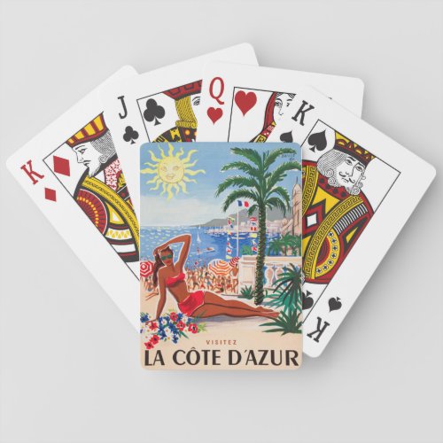 Vintage Cote DAzur Beach Girl Playing Cards