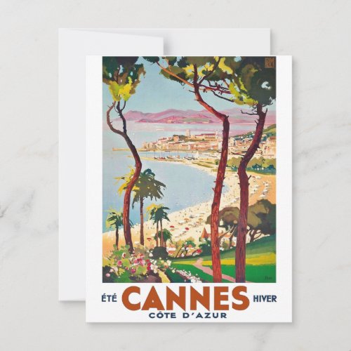 Vintage Cote DAzur Cannes Card