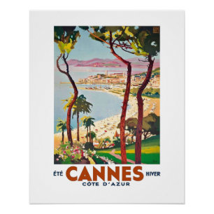 Vintage Cote D'Azur Cannes Poster