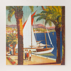 Vintage Cote D'Azur French Old Travel Art Jigsaw Puzzle