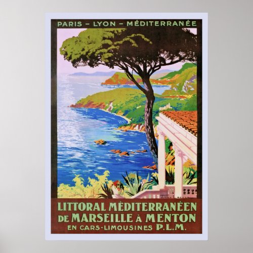  Vintage Cote dAzur French travel ad Poster