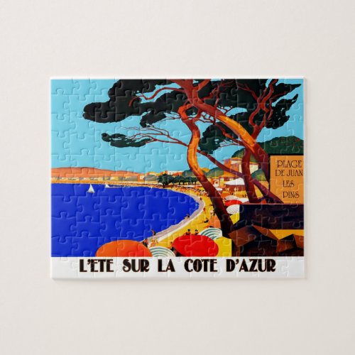 Vintage Cote DAzur French Travel Art Painting Jigsaw Puzzle