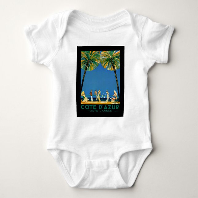 Vintage Cote D'Azur French Travel Baby Bodysuit (Front)