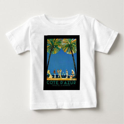 Vintage Cote DAzur French Travel Baby T_Shirt