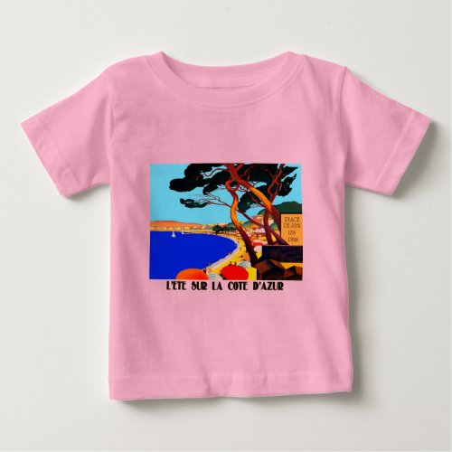 Vintage Cote DAzur French Travel Baby T_Shirt