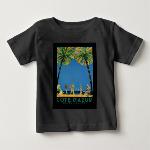 Vintage Cote DAzur French Travel Baby T_Shirt