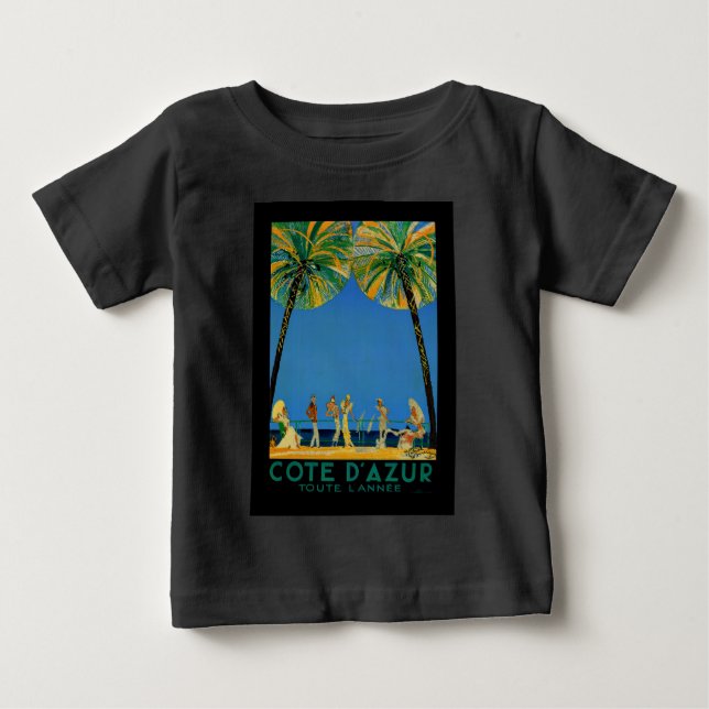Vintage Cote D'Azur French Travel Baby T-Shirt (Front)