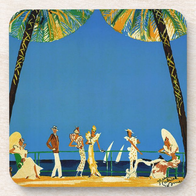 Vintage Cote D'Azur French Travel Beverage Coaster (Front)