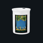 Vintage Cote D'Azur French Travel Beverage Pitcher<br><div class="desc">French and European Travel Advertisements - Beach,  people,  palm trees,  blue sea and sky illustration</div>