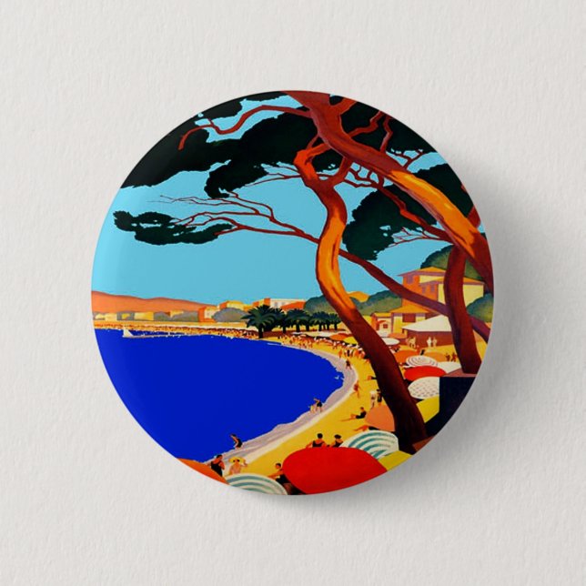 Vintage Cote D'Azur French Travel Button (Front)