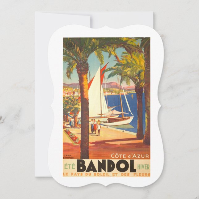 Vintage Cote D'Azur French Travel Card (Front)