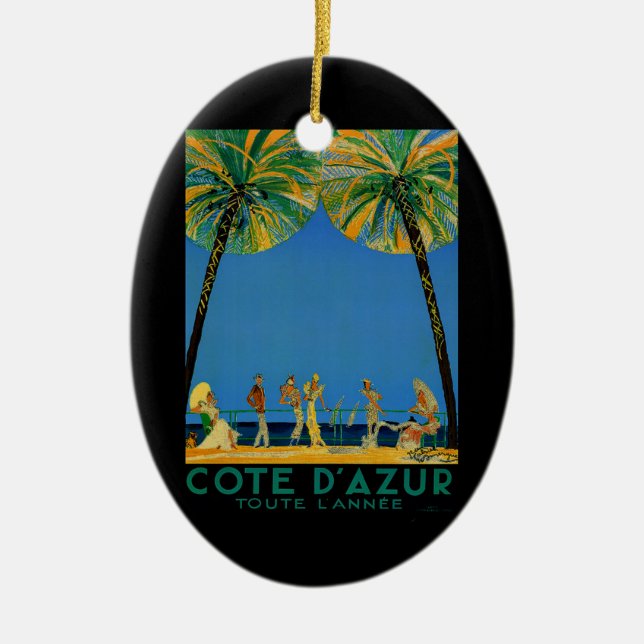 Vintage Cote D'Azur French Travel Ceramic Ornament (Front)