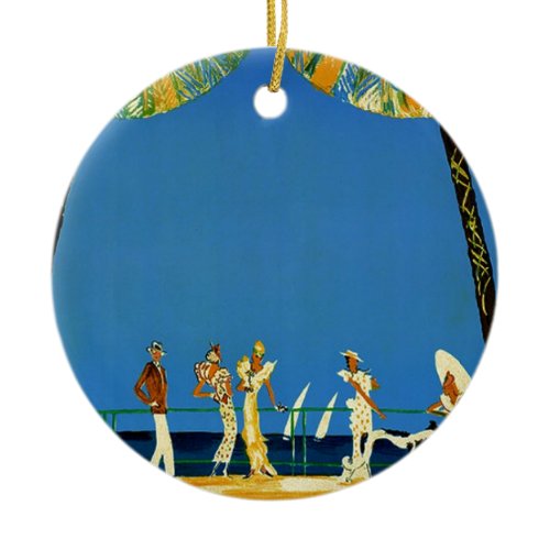 Vintage Cote D'Azur French Travel Ceramic Ornament