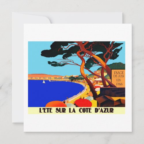 Vintage Cote DAzur French Travel Holiday Card