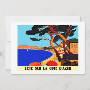 Vintage Cote D'Azur French Travel Holiday Card