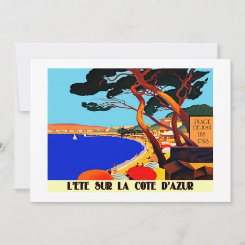 Vintage Cote DAzur French Travel Holiday Card