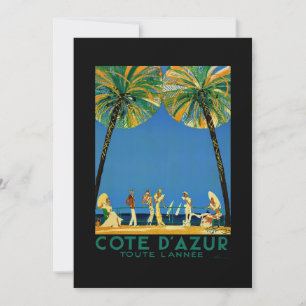 Vintage Cote D'Azur French Travel Holiday Card