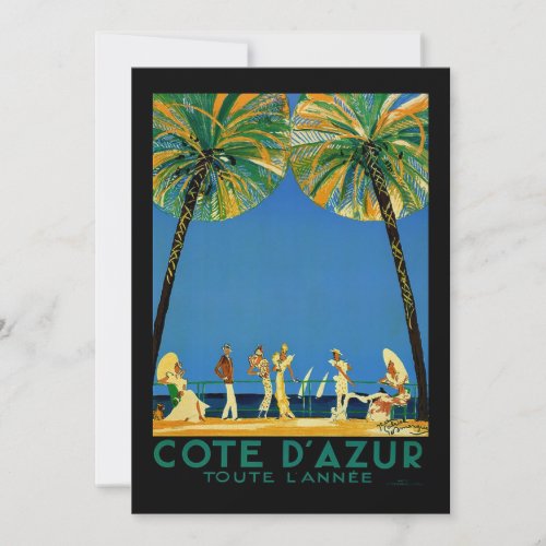 Vintage Cote DAzur French Travel Holiday Card