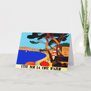 Vintage Cote D'Azur French Travel Holiday Card