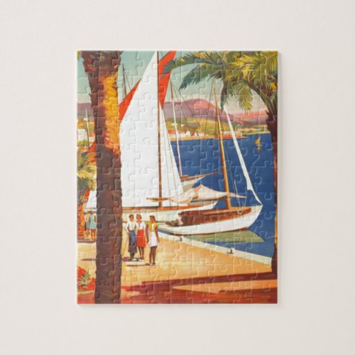 Vintage Cote DAzur French Travel Jigsaw Puzzle