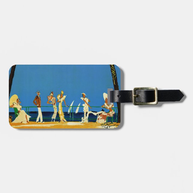 Vintage Cote D'Azur French Travel Luggage Tag (Front Horizontal)